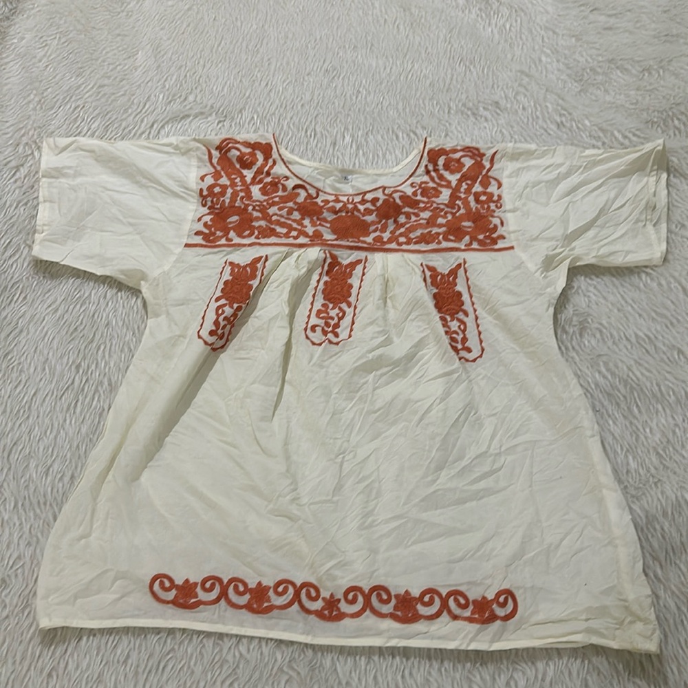 University of Texas long horns boho floral embroidered blouse size xl new